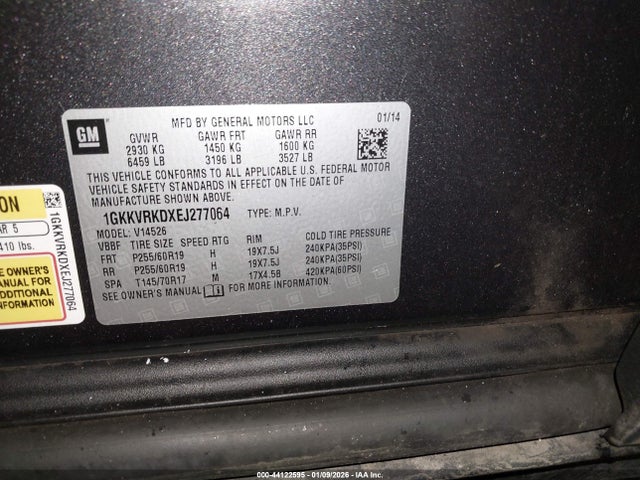 Продаж на аукціоні авто 2014 Gmc Acadia Slt-1, vin: 1GKKVRKDXEJ277064, номер лоту: 44122595