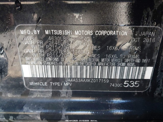 2019 MITSUBISHI ECLIPSE CROSS JA4AS3AAXKZ017159 Photo 8