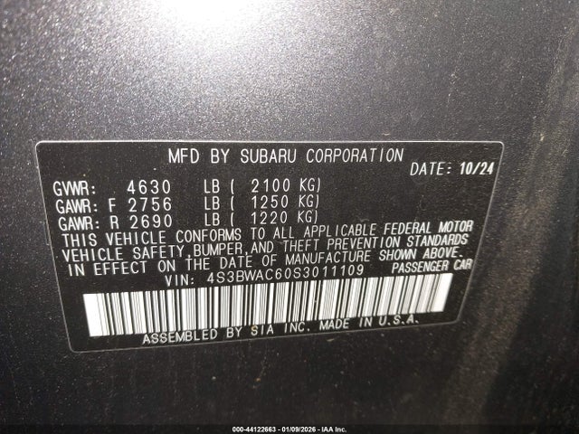 4S3BWAC60S3011109 Subaru Legacy Premium