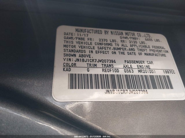 JN1BJ1CR7JW207394 Nissan Rogue Sport Sv