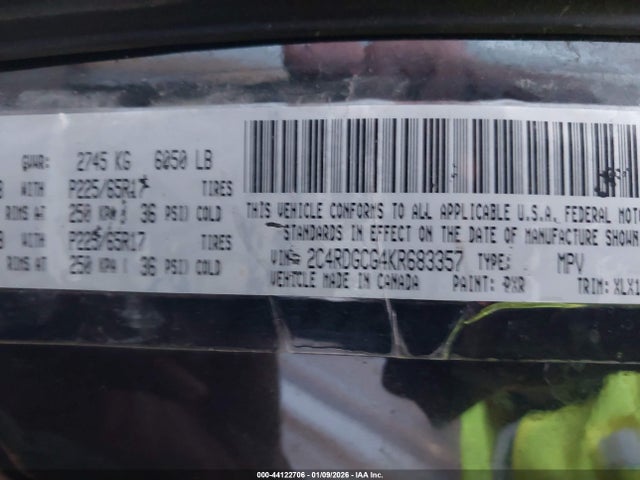 2C4RDGCG4KR683357 Dodge Grand Caravan Sxt