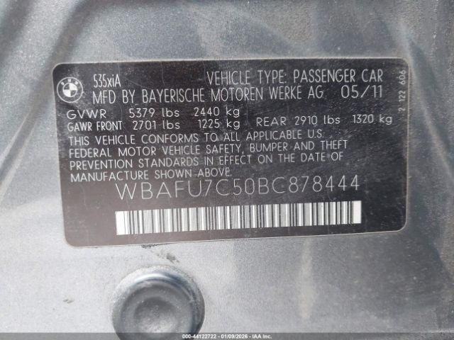 2011 BMW 535I WBAFU7C50BC878444 Photo 8