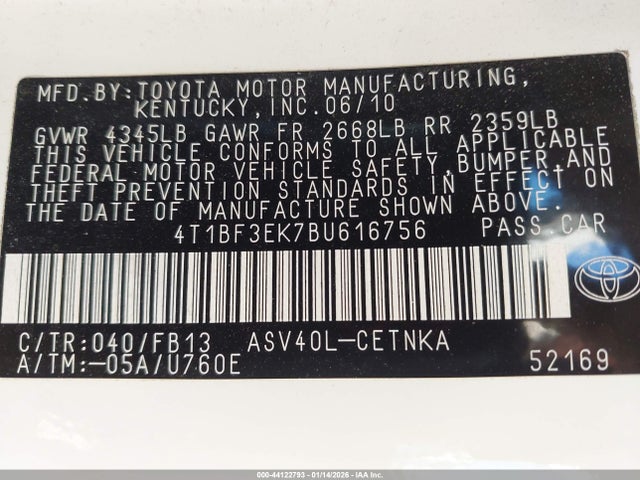 2011 TOYOTA CAMRY 4T1BF3EK7BU616756 Photo 8