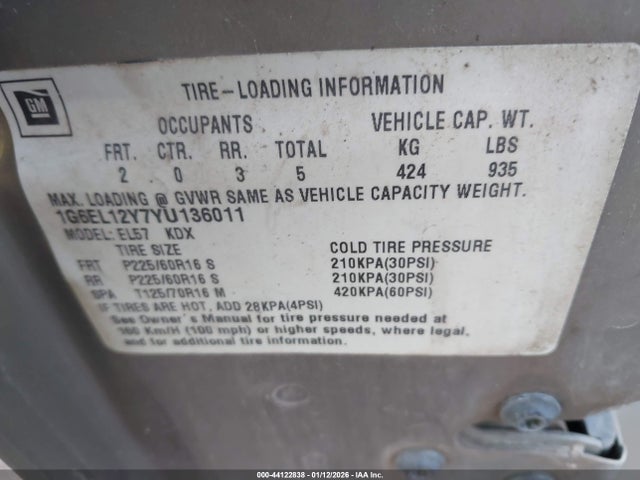 2000 CADILLAC ELDORADO 1G6EL12Y7YU136011 Photo 8