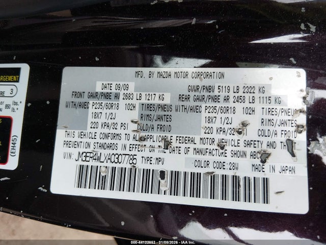 2010 MAZDA CX-7 JM3ER4WLXA0307785 Photo 8