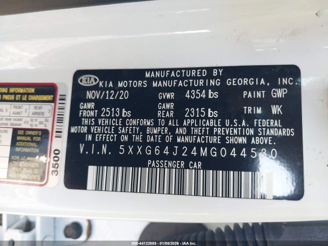 5XXG64J24MG044530 KIA K5 Gt-line