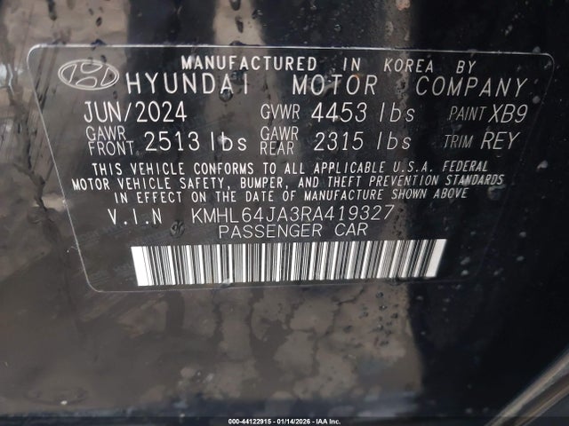 Aukcja sprzedaży 2024 Hyundai Sonata Sel, vin: KMHL64JA3RA419327, numer aukcji: 44122915