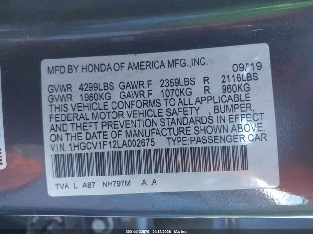 1HGCV1F12LA002675 Honda ACCORD LX