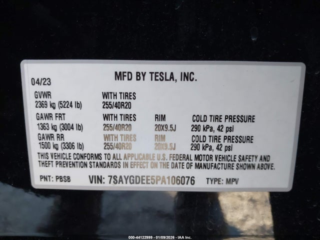 2023 TESLA MODEL Y 7SAYGDEE5PA106076 Photo 8