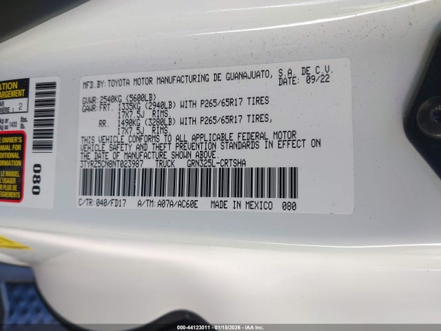 3TYRZ5CN8NT023987 Toyota Tacoma Trd Sport