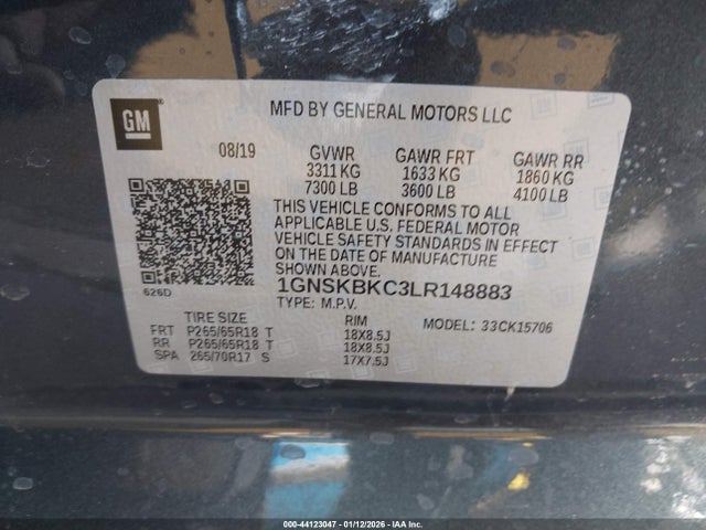 1GNSKBKC3LR148883 Chevrolet Tahoe 4wd Lt