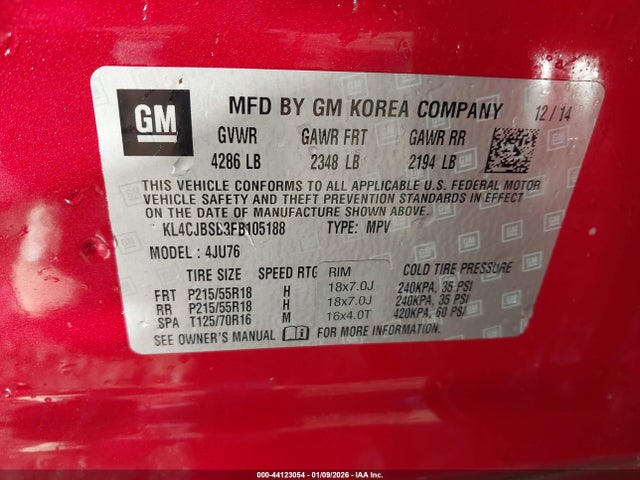 Buick Encore Convenience 2015 KL4CJBSB3FB105188 Image 9