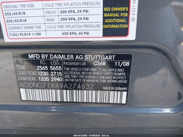 2009 MERCEDES-BENZ S 550 WDDNG71X89A274632 Photo 8