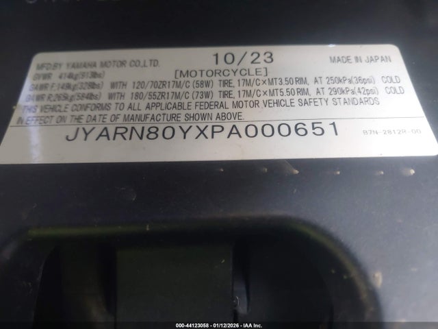 JYARN80YXPA000651 Yamaha Mtm890 C