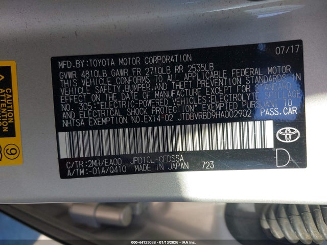 Toyota Mirai 2017 JTDBVRBD9HA002902 Image 9