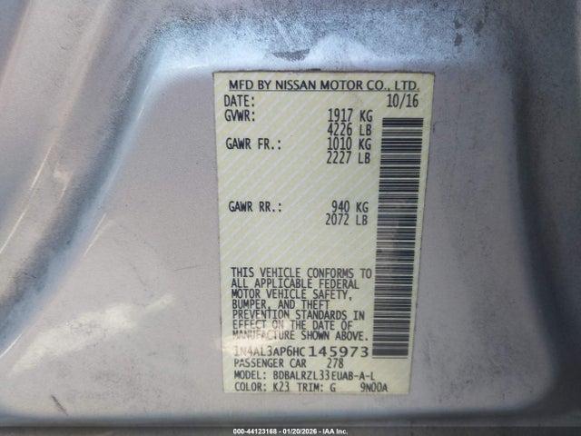 1N4AL3AP6HC145973 Nissan Altima 2.5 Sl