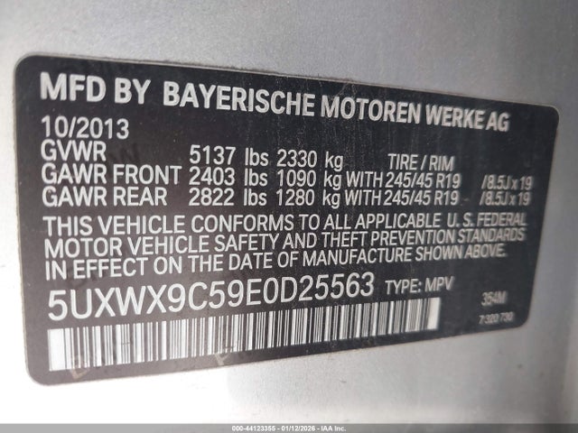 5UXWX9C59E0D25563 BMW X3 Xdrive28i