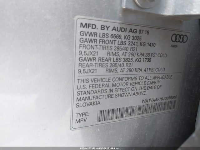 2018 AUDI Q7 WA1VAAF78JD055006 Photo 8