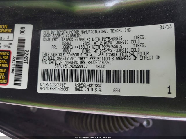 2013 TOYOTA TUNDRA 5TFUY5F19DX288637 Photo 8
