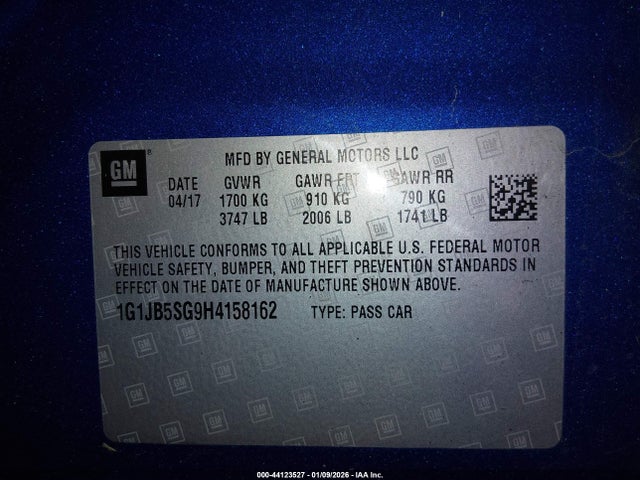 1G1JB5SG9H4158162 Chevrolet Sonic Ls Auto