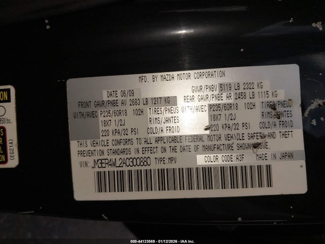 Aukcja sprzedaży 2010 Mazda Cx-7 S Touring, vin: JM3ER4WL2A0300880, numer aukcji: 44123569