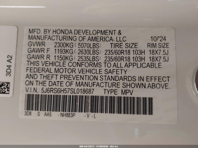5J6RS6H57SL018687 Honda Cr-v Hybrid Sport