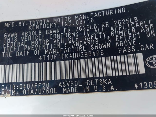 4T1BF1FK4HU299496 Toyota CAMRY SE