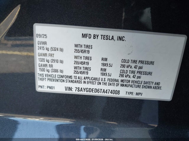 2026 TESLA MODEL Y 7SAYGDED6TA474008 Photo 8