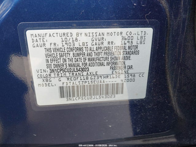3N1CP5CU2JL543023 Nissan KICKS SV