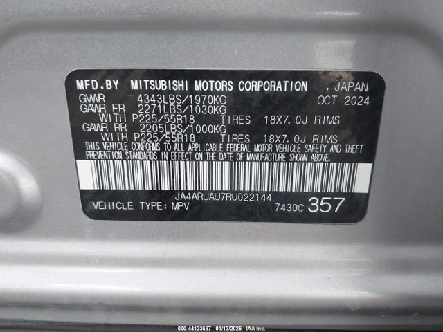 2024 MITSUBISHI OUTLANDER SPORT JA4ARUAU7RU022144 Photo 8