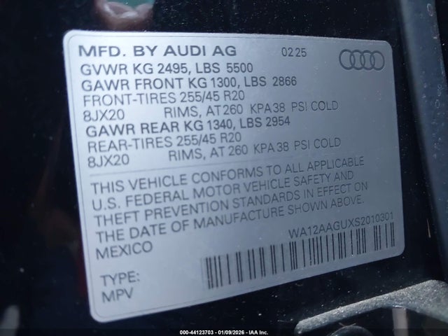 2025 Audi All-new Q5 Premium Plus Tfsi Quattro S Tronic მანქანა იყიდება აუქციონზე, vin: WA12AAGUXS2010301, აუქციონის ნომერი: 44123703