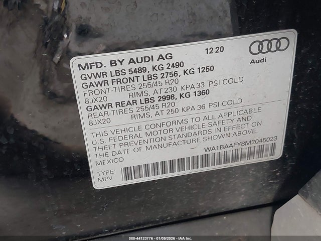2021 AUDI Q5 WA1BAAFY8M2045023 Photo 8