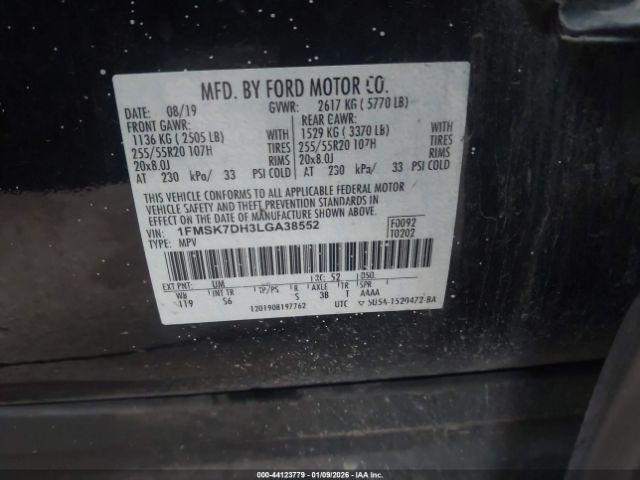 2020 FORD EXPLORER 1FMSK7DH3LGA38552 Photo 8