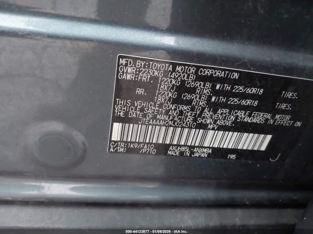 44123877 :رقم المزاد ، JTEAAAAH2MJ024310 vin ، 2021 Toyota Venza Le مزاد بيع