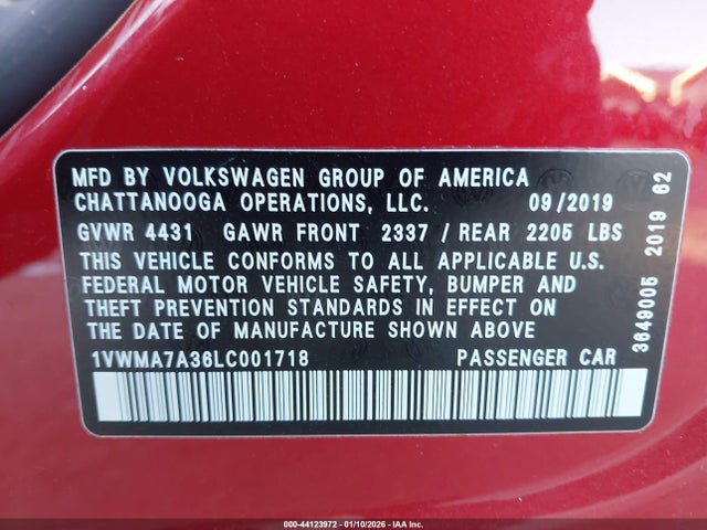 1VWMA7A36LC001718 Volkswagen Passat 2.0t R-line