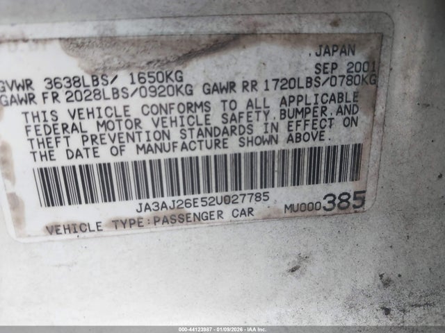 2002 MITSUBISHI LANCER JA3AJ26E52U027785 Photo 8