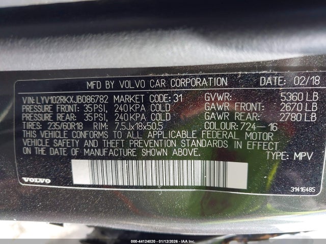 2018 VOLVO XC60 LYV102RKXJB086782 Photo 8