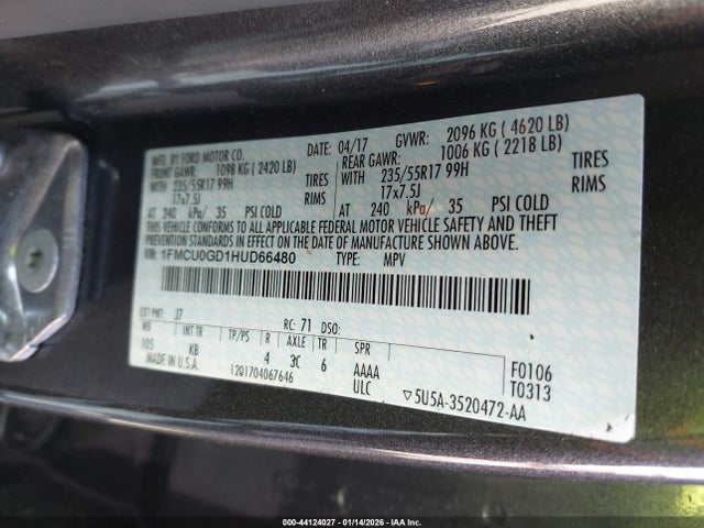 1FMCU0GD1HUD66480 Ford ESCAPE SE