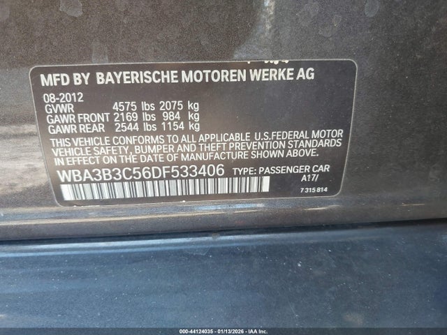 2013 BMW 328I WBA3B3C56DF533406 Photo 8