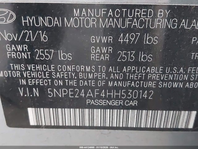 5NPE24AF4HH530142 Hyundai Sonata