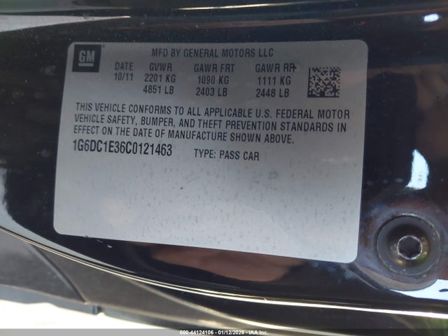 44124106 :رقم المزاد ، 1G6DC1E36C0121463 vin ، 2012 Cadillac Cts Standard مزاد بيع