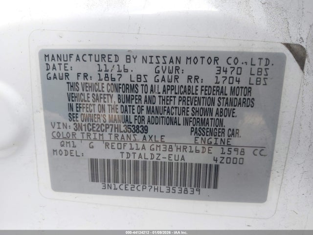 3N1CE2CP7HL353839 Nissan Versa Note Sv