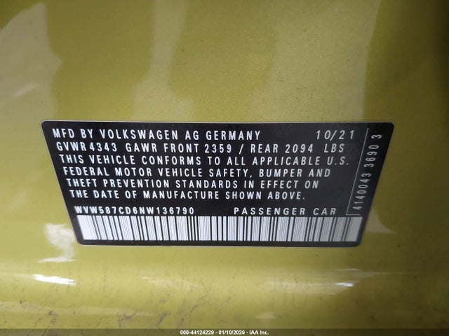 2022 VOLKSWAGEN GOLF GTI WVW587CD6NW136790 Photo 8