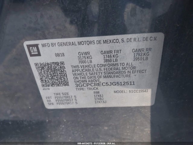 3GCPCREC5JG512511 Chevrolet Silverado 1500 1lt