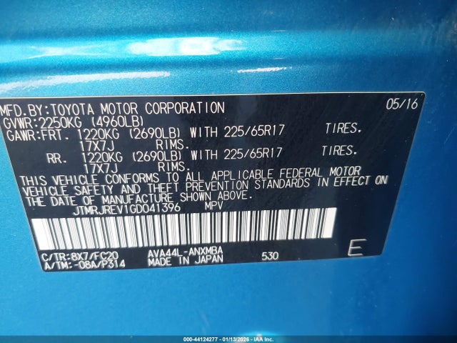 JTMRJREV1GD041396 Toyota Rav4 Hybrid Xle
