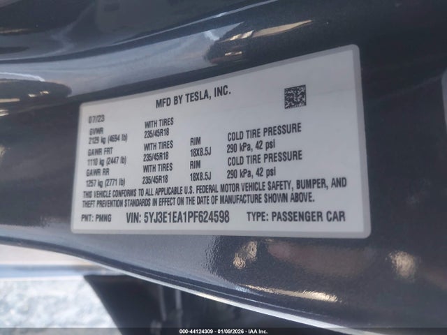 5YJ3E1EA1PF624598 Tesla Model 3 Rear-wheel Drive