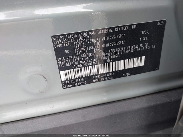 2021 TOYOTA RAV4 HYBRID 4T3RWRFV5MU016967 Photo 8