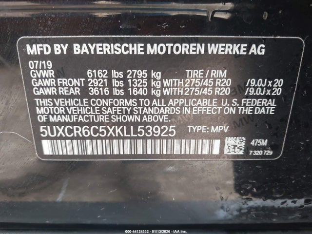 2019 BMW X5 5UXCR6C5XKLL53925 Photo 8