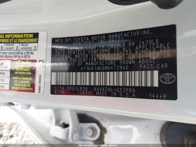 4T1K61AK6MU472940 Toyota CAMRY XSE