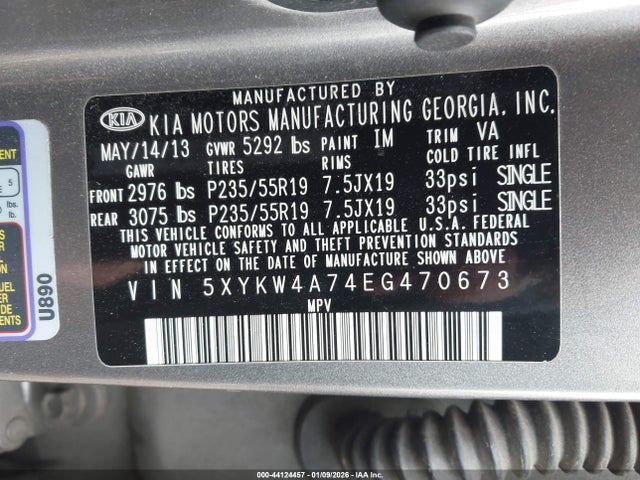 Продаж на аукціоні авто 2014 Kia Sorento Limited V6, vin: 5XYKW4A74EG470673, номер лоту: 44124457